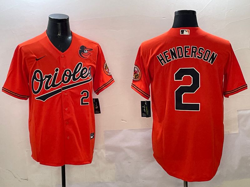 Men Baltimore Orioles #2 Henderson Orange Game 2025 Nike MLB Jersey style 2->baltimore orioles->MLB Jersey